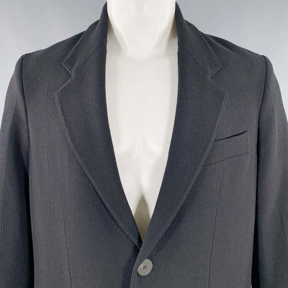 STUDIO NICHOLSON Mizumi Black Crepe Virgin Wool Blend Oversized Jacket - Picture 2 of 8